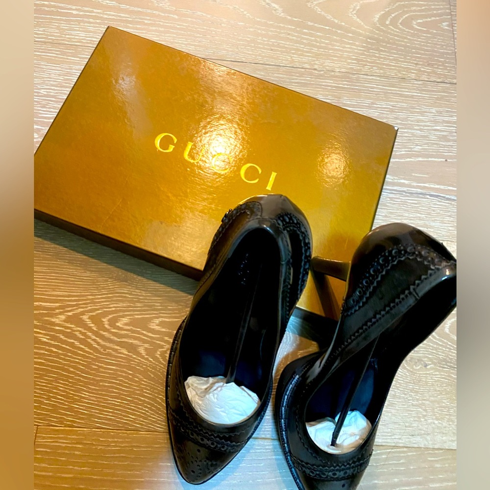 Gucci Loafers Pimps 37.5 New in box black grey. old wimbledon